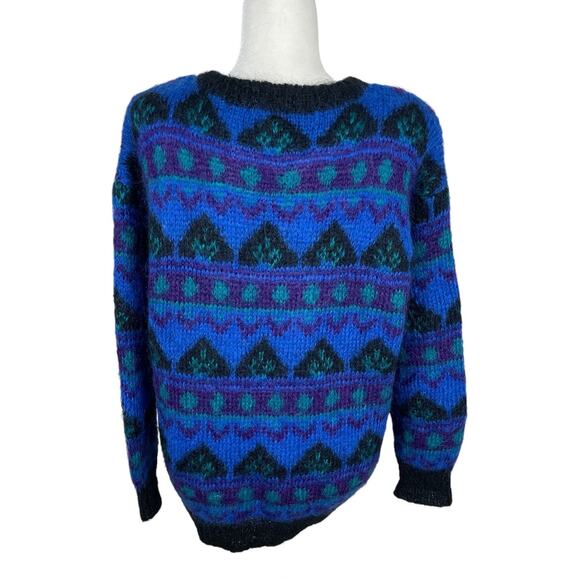 Vintage Gallagher Mohair Blend Geometric Sweater Women's Size Small 80s 90s - Picture 8 of 13